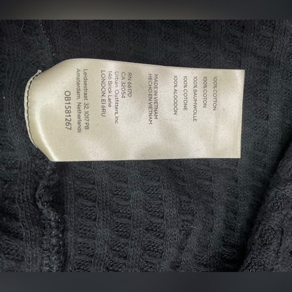 NWT Free People Juicy Long Sleeve Waffle Knit Top Black Split Back Medium Cotton - Picture 4 of 6